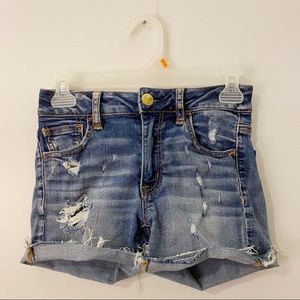American Eagle Hi-Rise Shortie Jean Shorts Sz 0